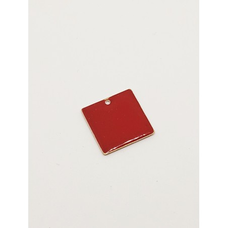 Ciondolo pendente smaltato quadrato grande rosso scuro x1