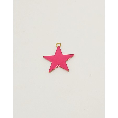 Ciondolo pendente smaltato stella grande fucsia x1
