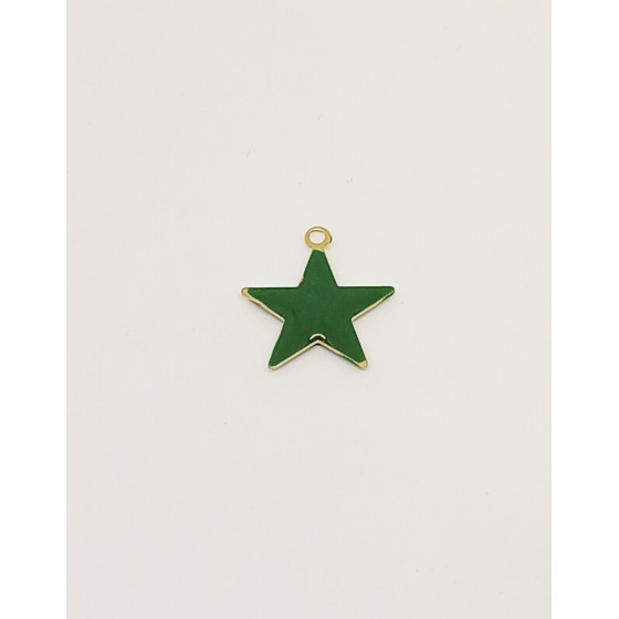 Ciondolo pendente smaltato stella grande verde smeraldo x1